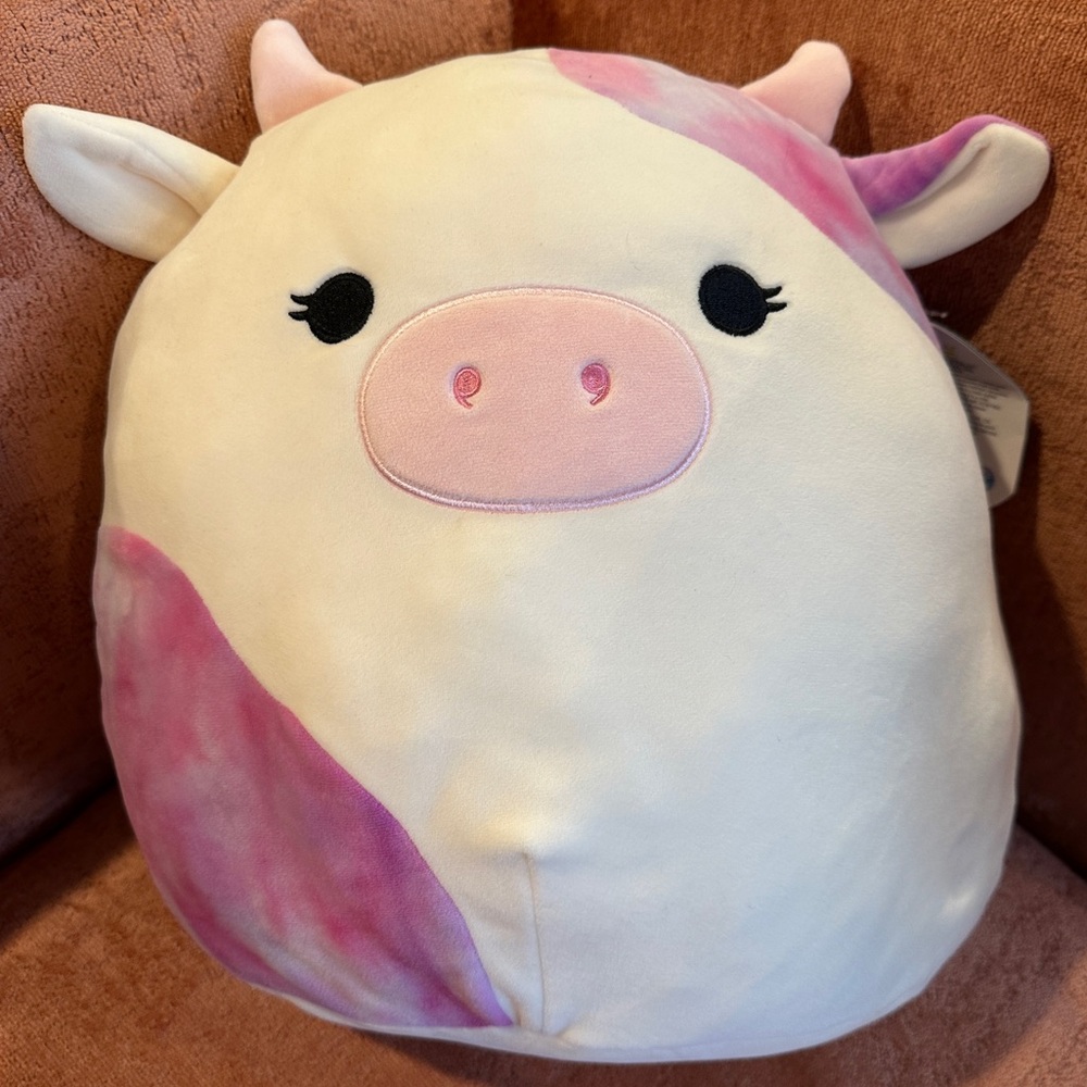 Squishmallows 16 in Kalina the Cow with Pink and Purple Tie-Dye